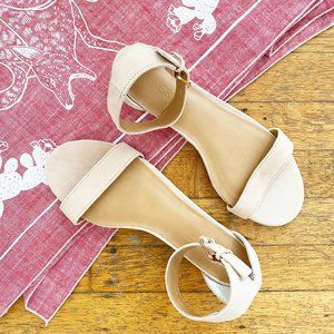 J.Crew Ankle Strap Nude Suede Sandals, 1/2" Heel